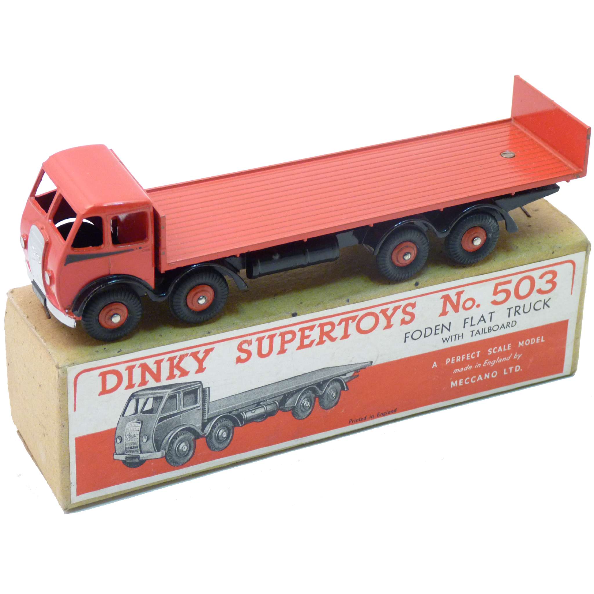 Dinky Toys 503 Rare Red/Black Flat Truck with Tail
